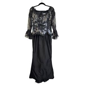 Tina di Martina Formal Evening Gown M Black Sheer Cocktail Party Elegant USA NWT